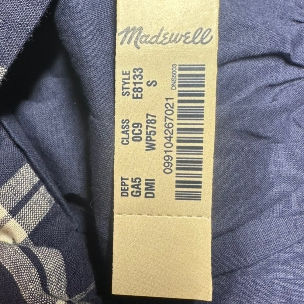 NWT Madewell Linen Blend Skirt Blue Plaid Tie-Front Academia Mini  ~ Sz S - Picture 7 of 8